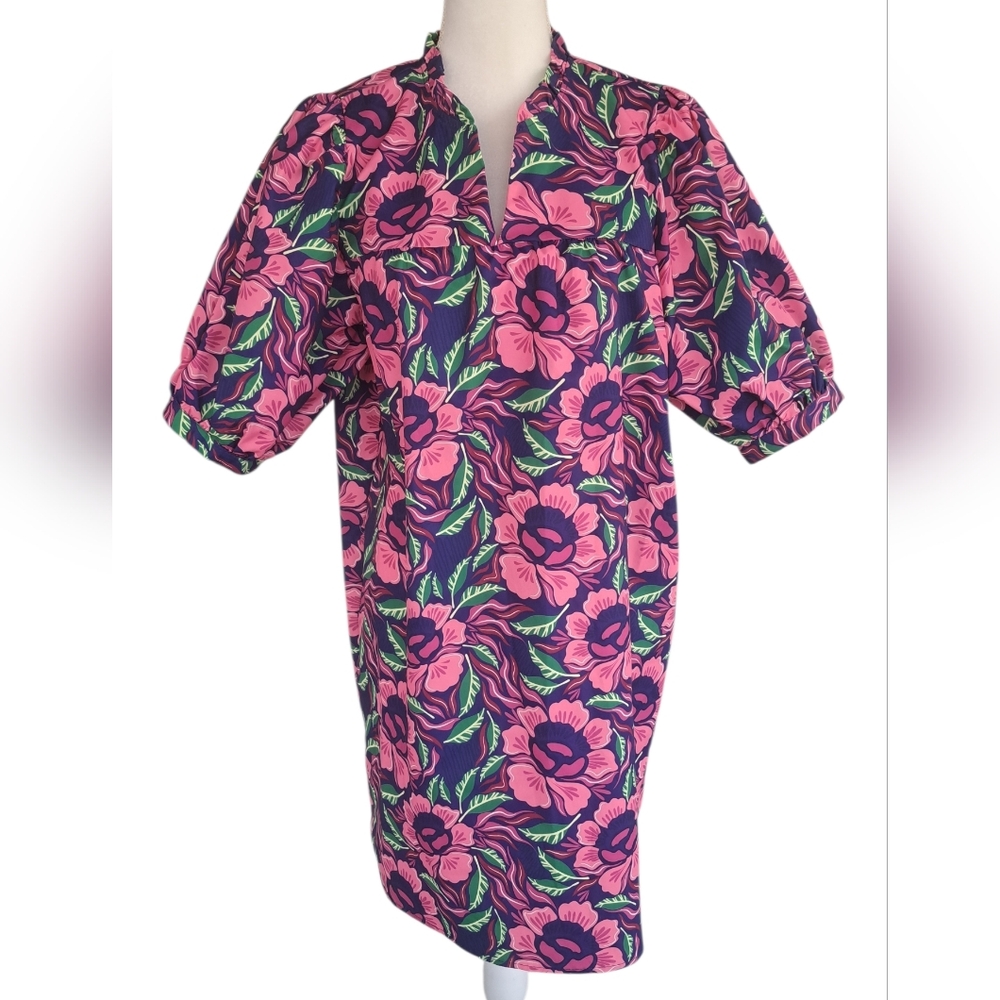 Michelle Mcdowell Floral Pink and Green Women's Dress - Picture 2 of 9